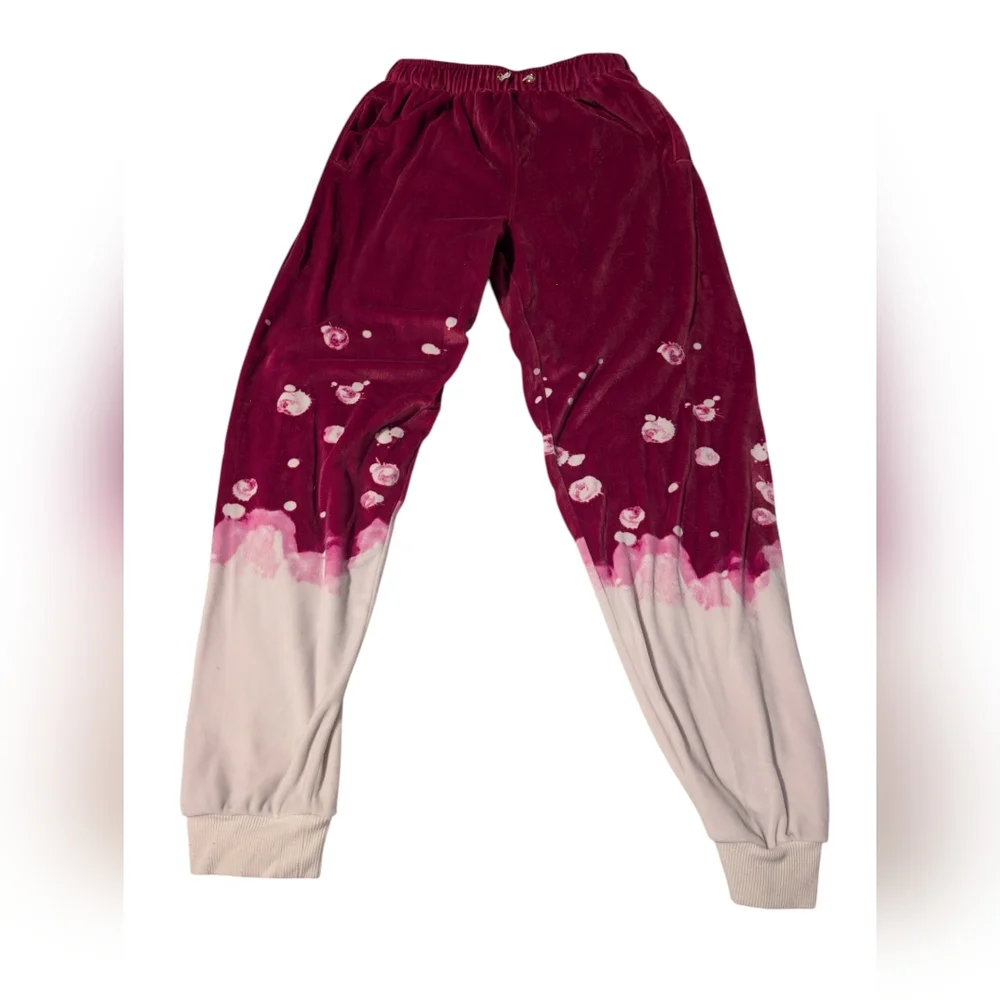 Justice Girls Pink‎ & White Velour Tie-Dye Hoodie and Joggers Set Size 12/14